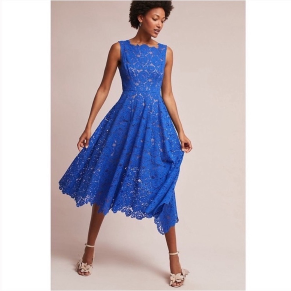 Anthropologie Tracy Reese Cerulean Sky Lace Dress Royal Blue
